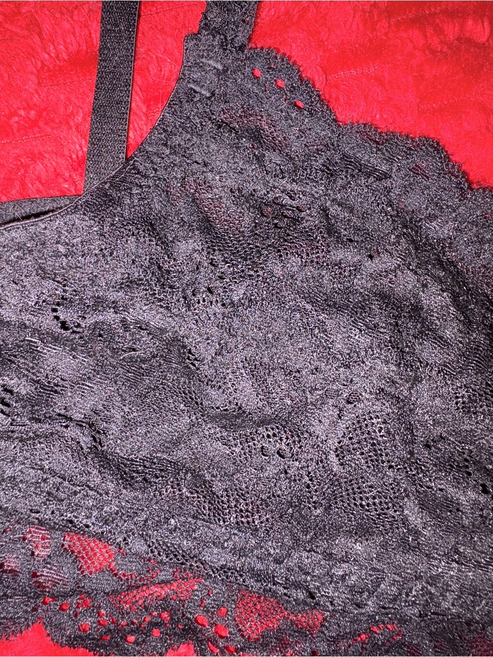 Black Floral Lace Bralette Crop Top | Soft Stretch Lace Cami Everyday Intimates - Picture 6 of 6